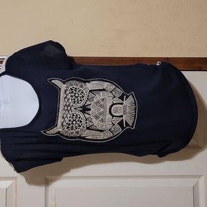 Embroidered owl top with sexy lace
